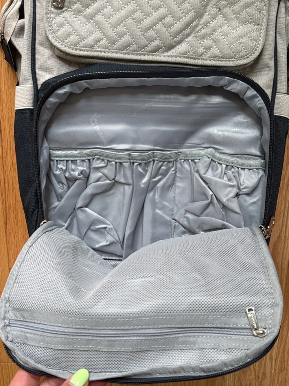 Brand New BabbleRoo WideTop Diaper Bag Backpack – Grey Blue – NWT
